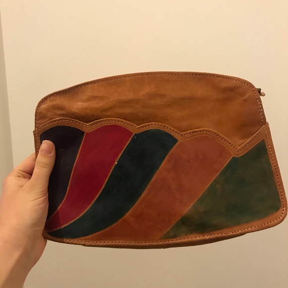 Vintage Handbags - VINTAGE genuine painted leather clutch